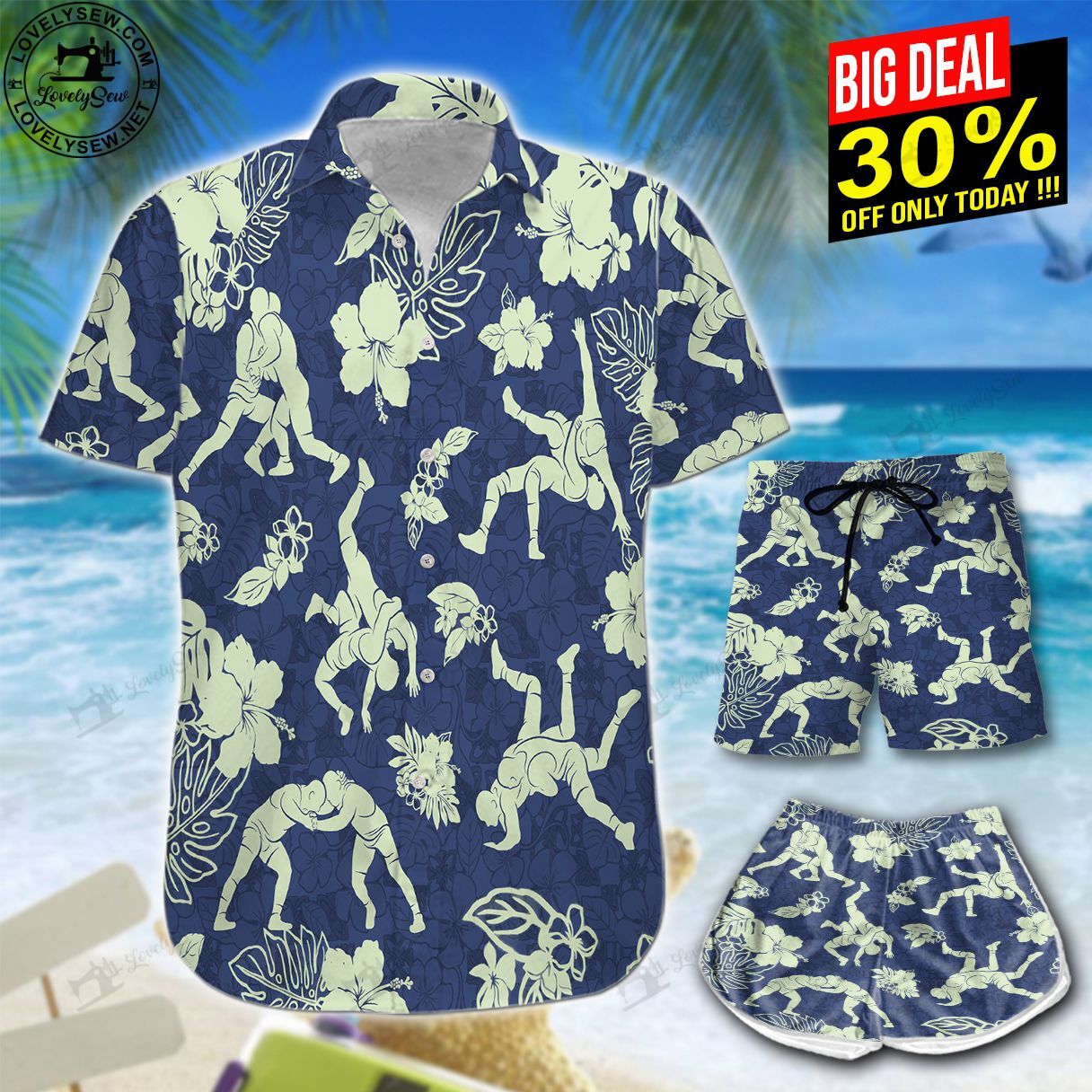 Wrestling Hawaiian Shirt Shorts Ha37301