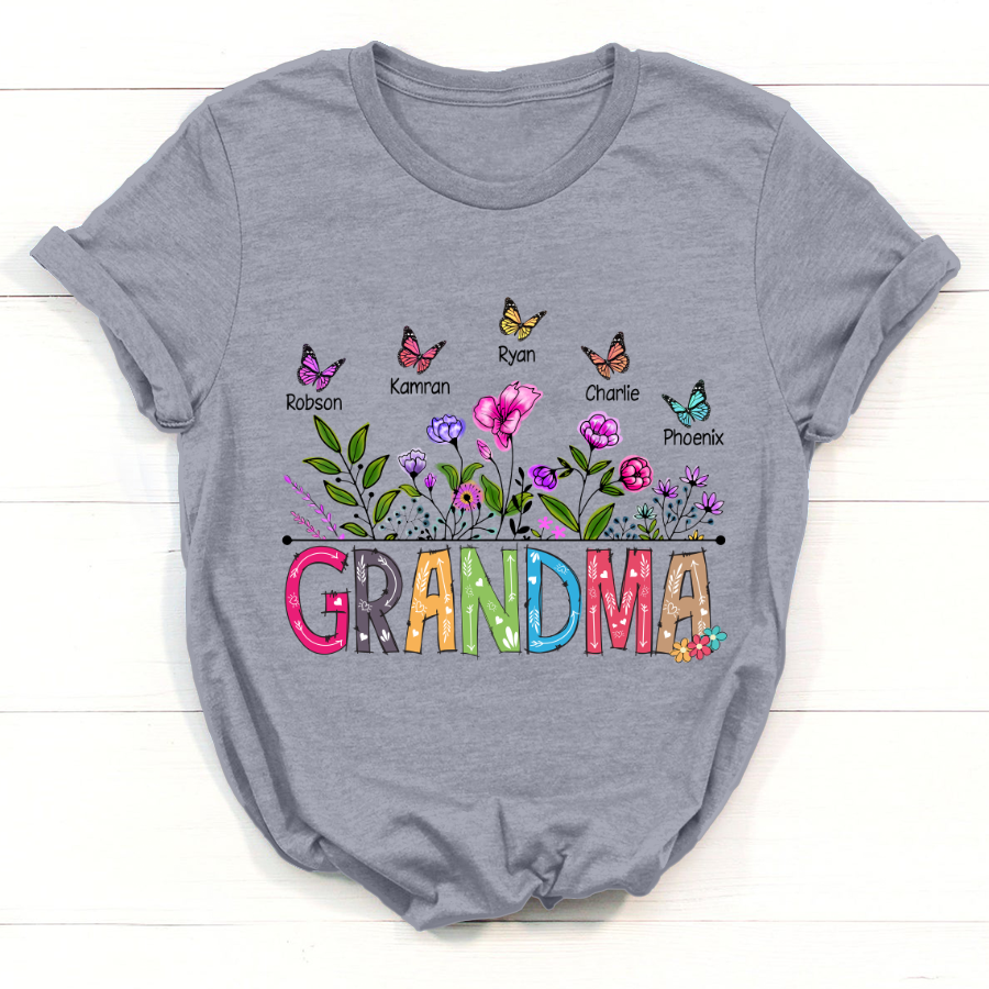 Grandma And Grandkids Butterfly T-Shirt