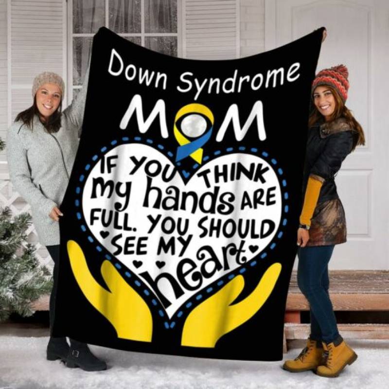 homesweetquilt – Down Syndrome Awareness Mom T Shirt Gift For Women sherpa blanket 30×40, 50×60, 60×80, made in us, hsb0304