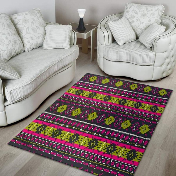 Pink Tribal Aztec Grunge Area Rug