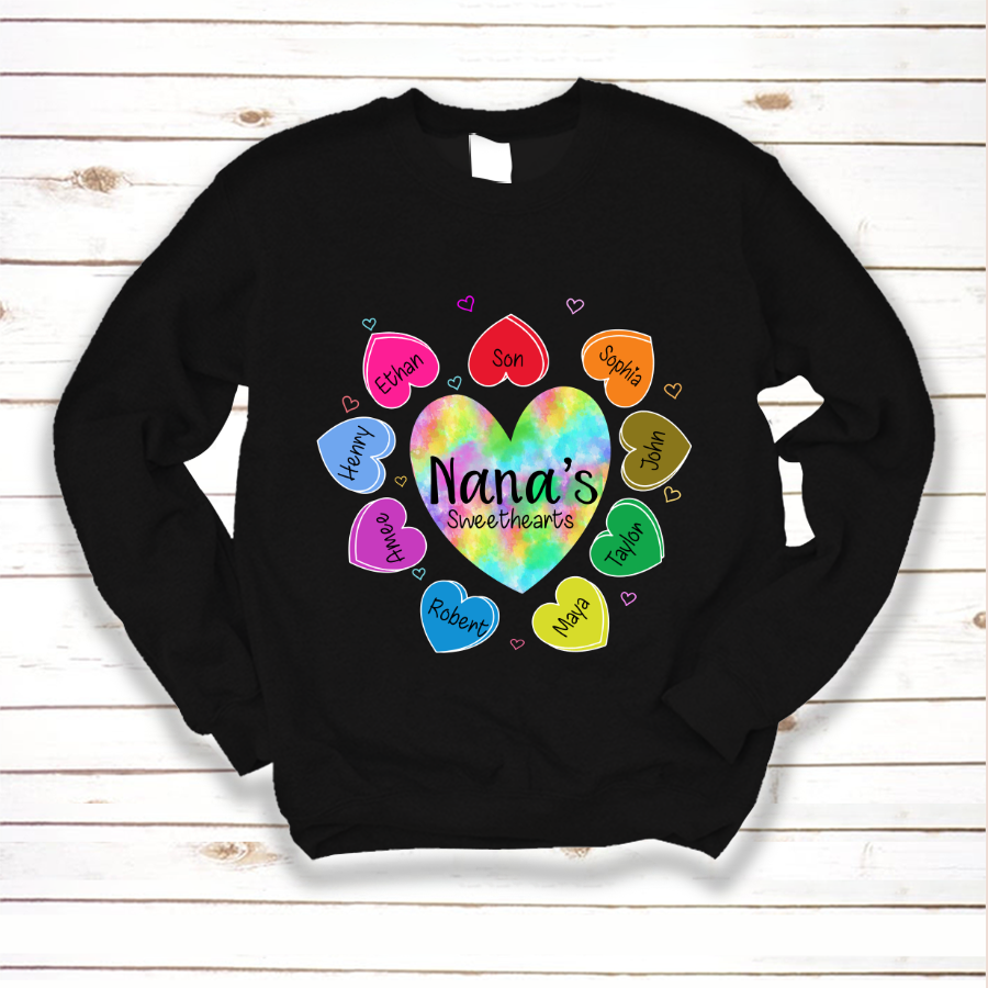 Grandma Sweethearts With Grandkids Colorful Hearts Sweatshirt