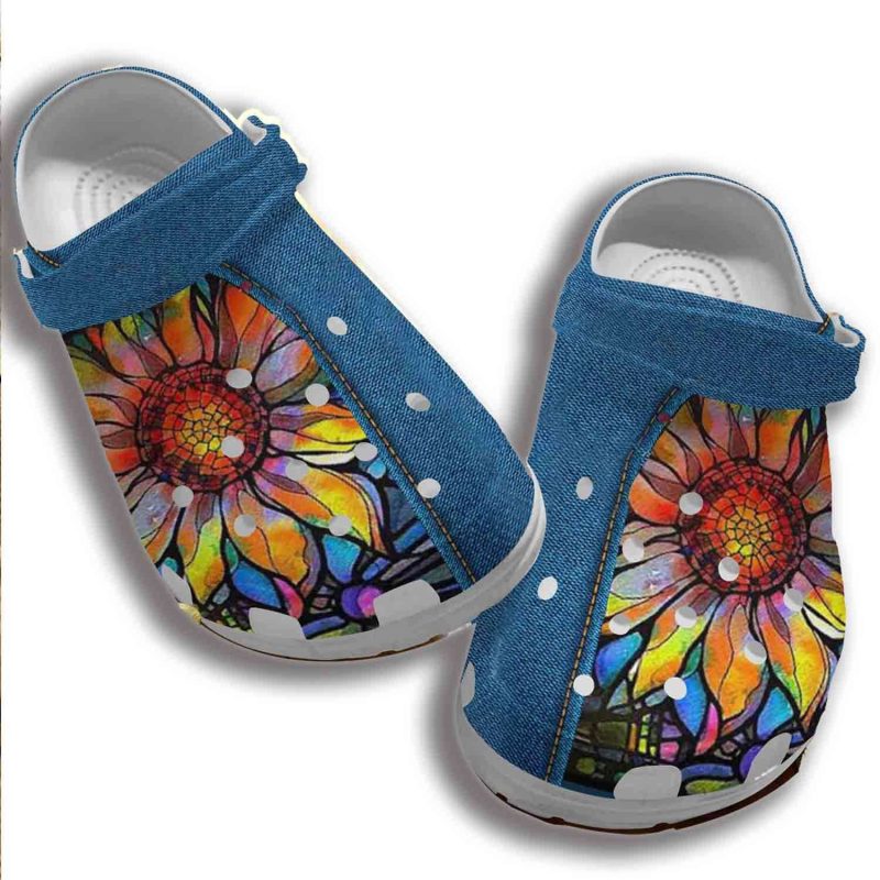 The Colorful Natural Sunflower Hippie Crocband Clog Shoes