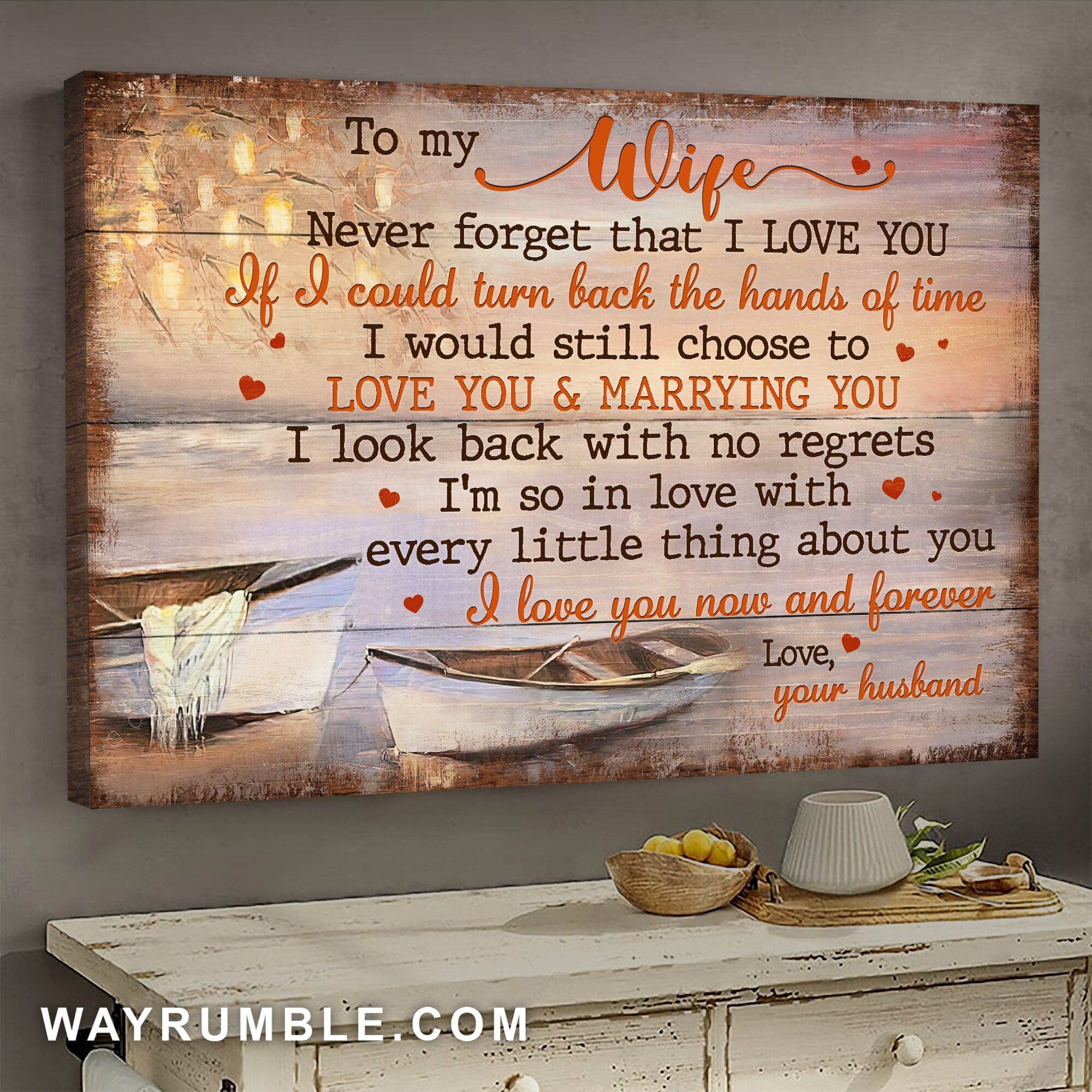 To My Wife – White Boat – Never Forget That I Love You – Landscape Canvas Prints Wall Art Gift For Family, Wall Art Decor, Canvas Print, Home Decor