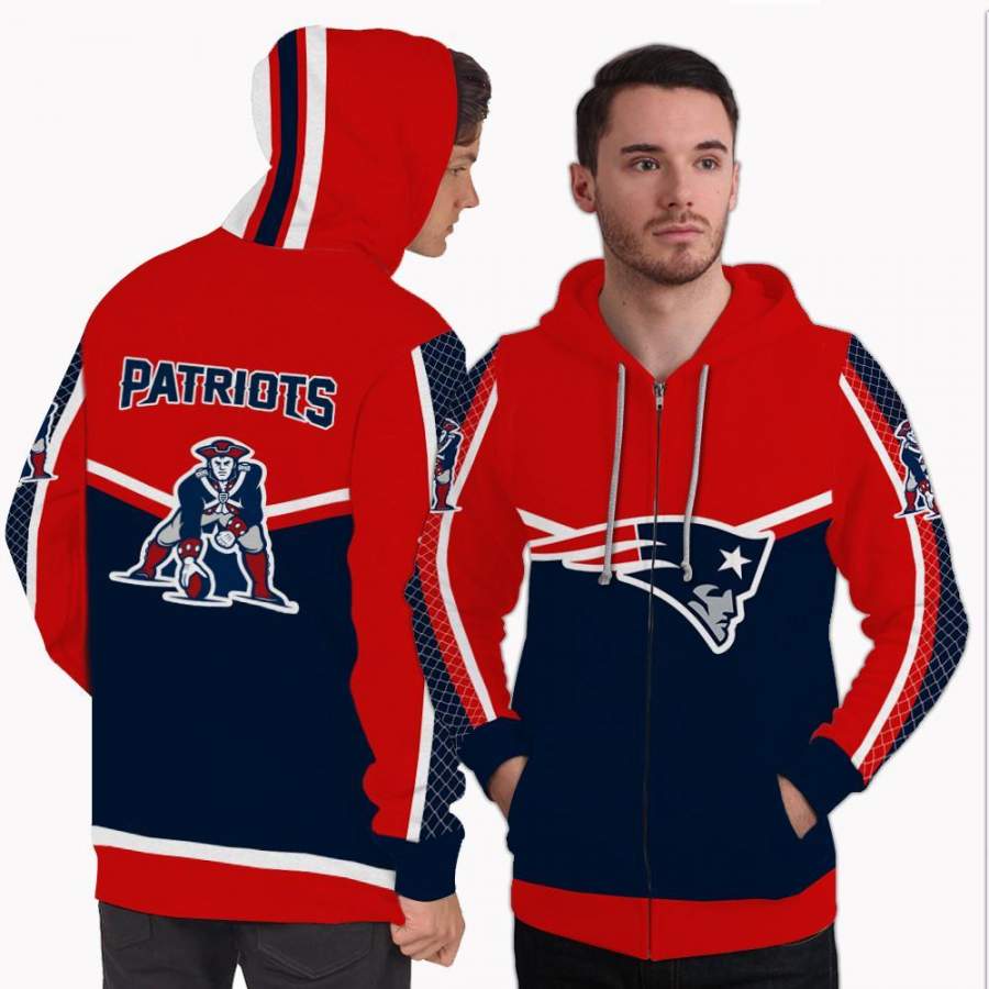 Colorful Gorgeous Fitting New England Patriots Zip Hoodie