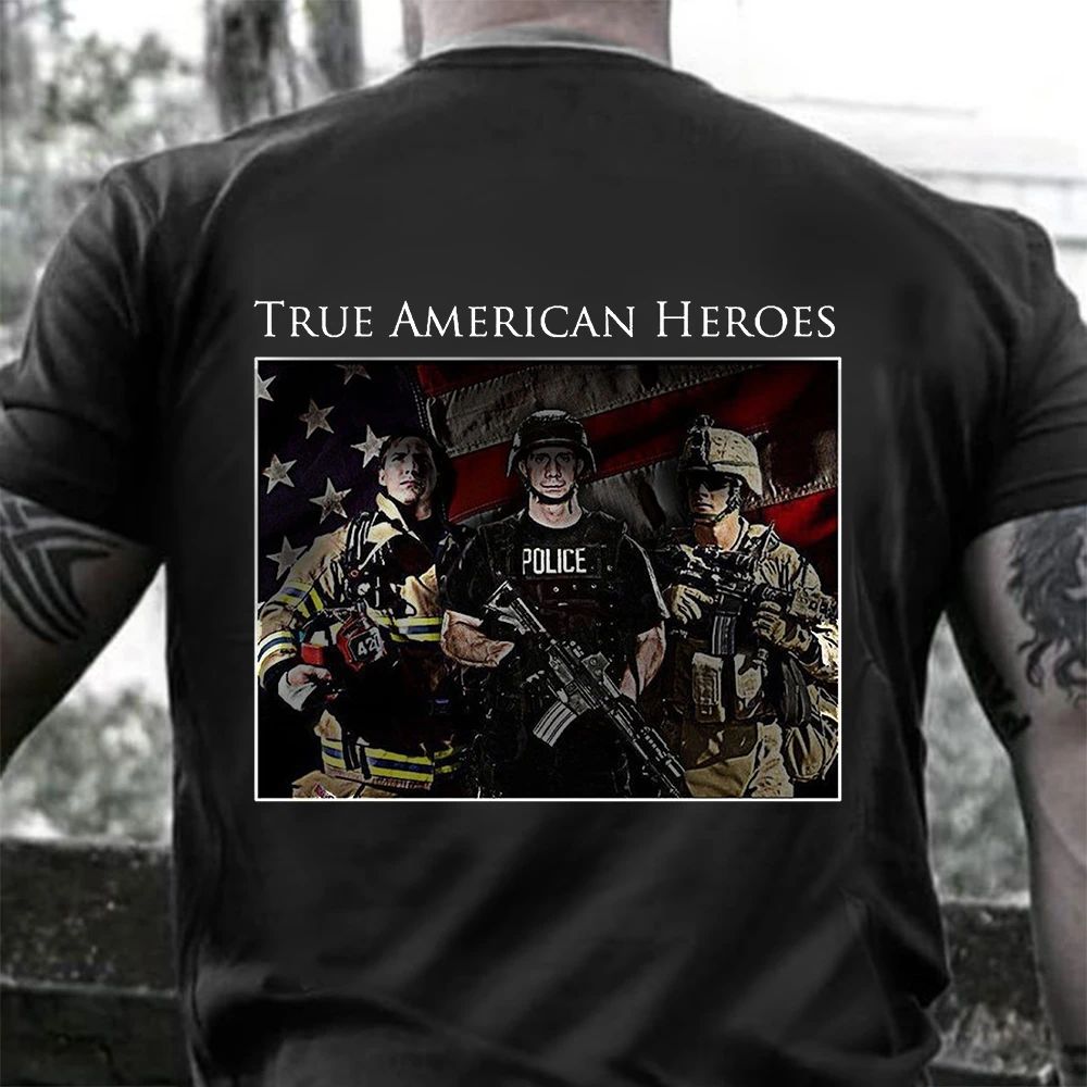 True American Heroes Shirt Military Patriotic Veteran T-Shirt Gift For Dad Hn