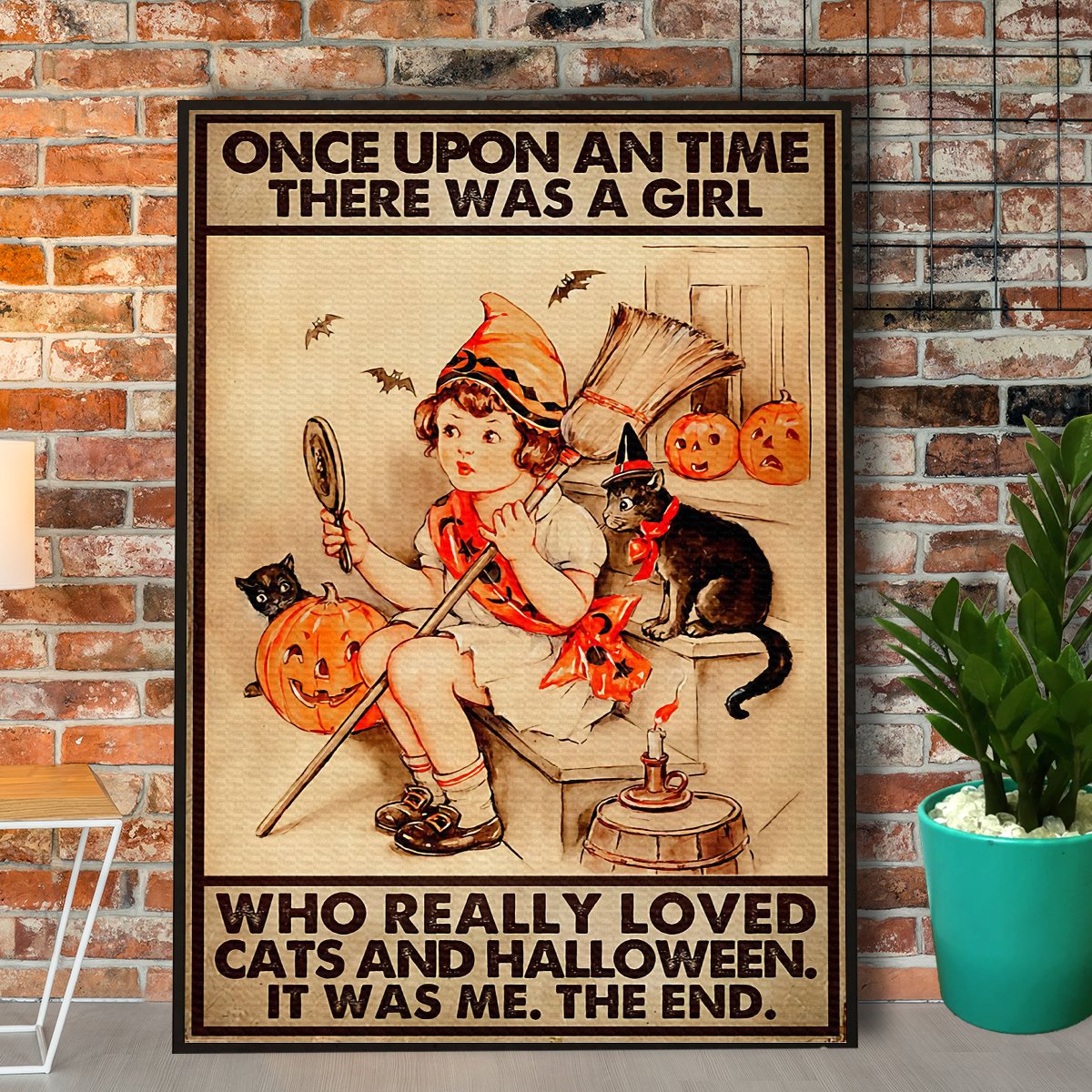 Baby Witch There Was A Girl Loved Cats And Halloween Canvas Prints Poster Wall Art