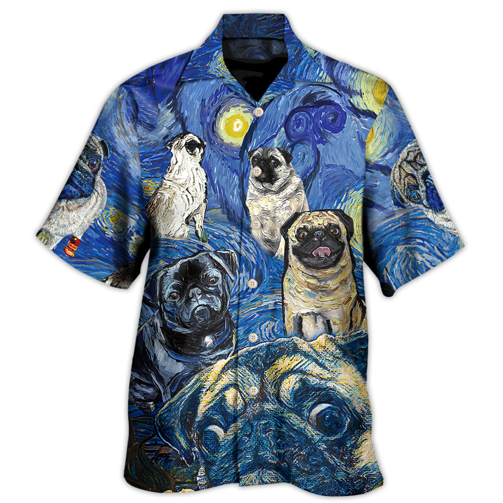 Pug Dog Cute Starry Night Hawaii Shirt Ha107413