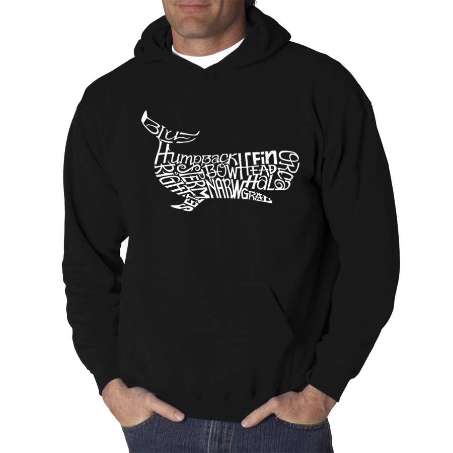 LA Pop Art  Men’s Word Art Hooded Sweatshirt – Humpback Whale