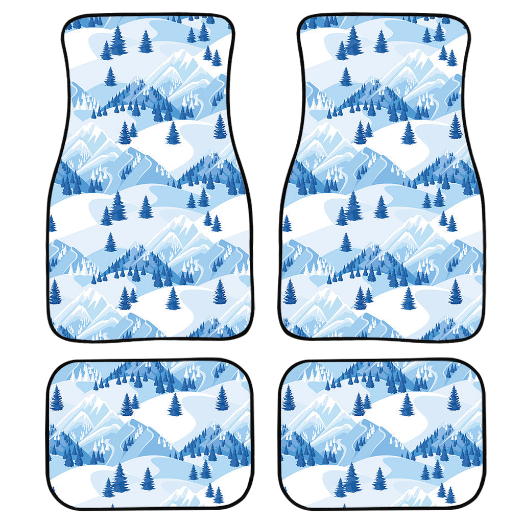 Skiing Mountain Print Front And Back Car Floor Mats, Front Car Mat