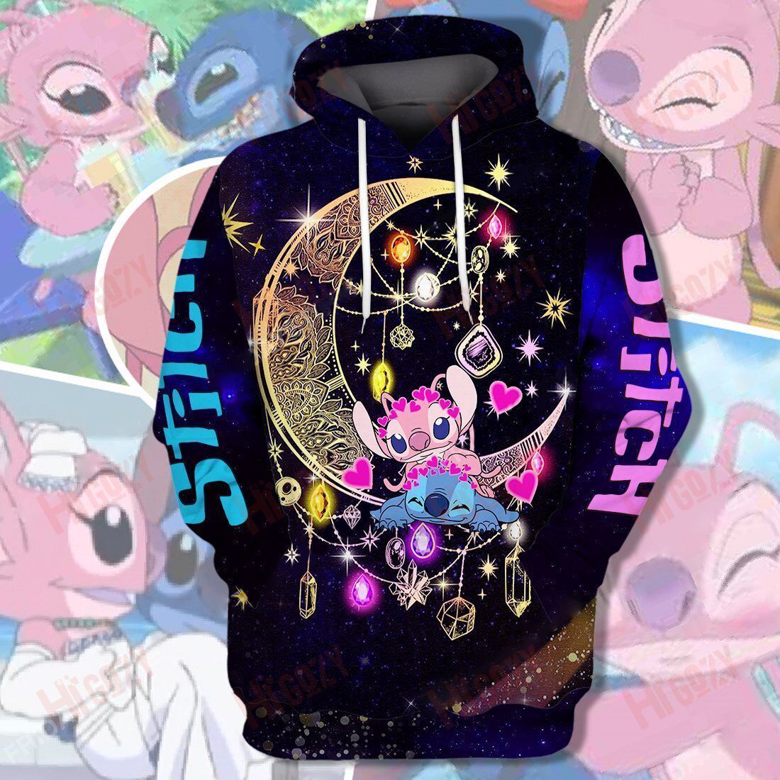 Baeelly™ Stitch And Angel Moon All Over Print Hoodie T-Shirt – Mt659