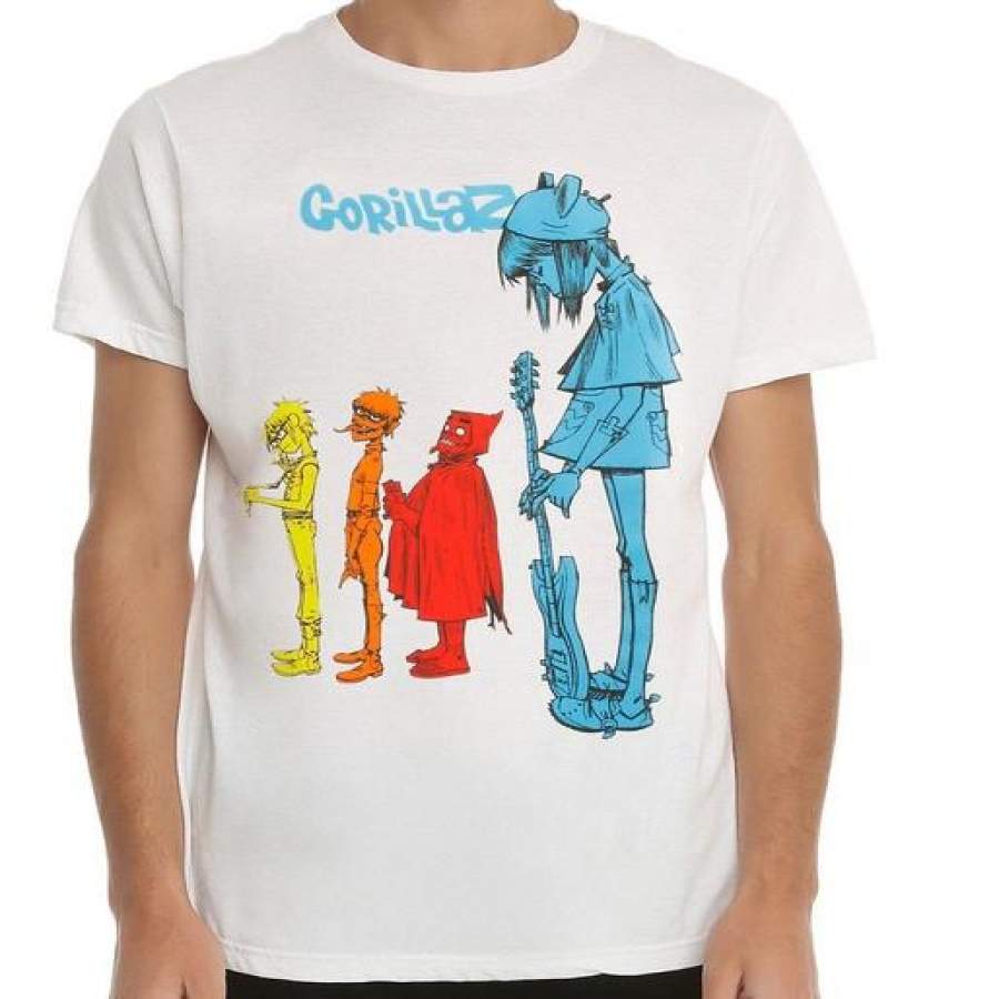 Gorillaz – Blue Noodles White T-Shirt – – Mens Shirts Short Sleeve T Shirt