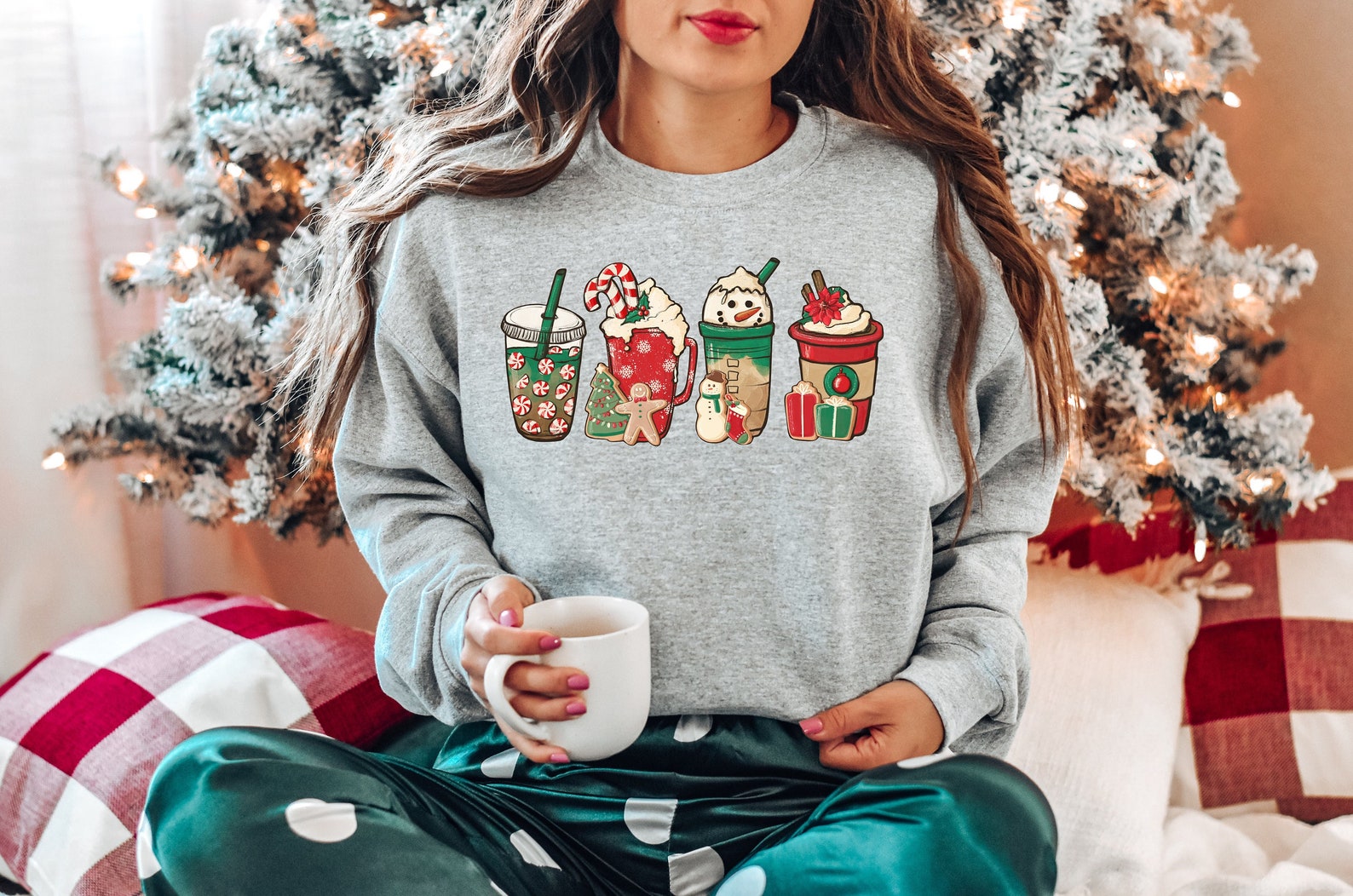 Christmas Coffee Sweatshirt 2D Crewneck Sweatshirt All Over Print Sweatshirt For Women Sweatshirt For Men Sws4986