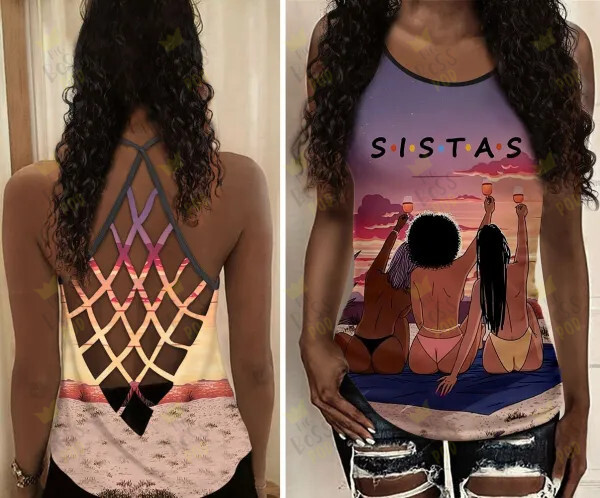Gift For Black Girls – Sistas Camisole 3D Criss-Cross Tank Top