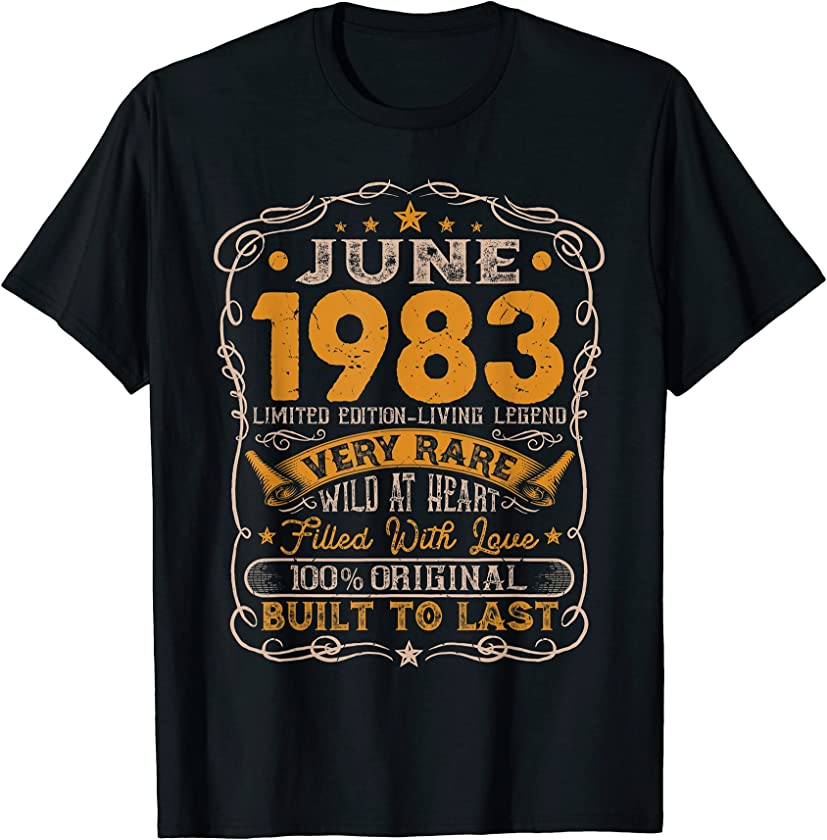 Vintage June 1983 Distressed 38 Years Old 38th Birthday T-Shirt