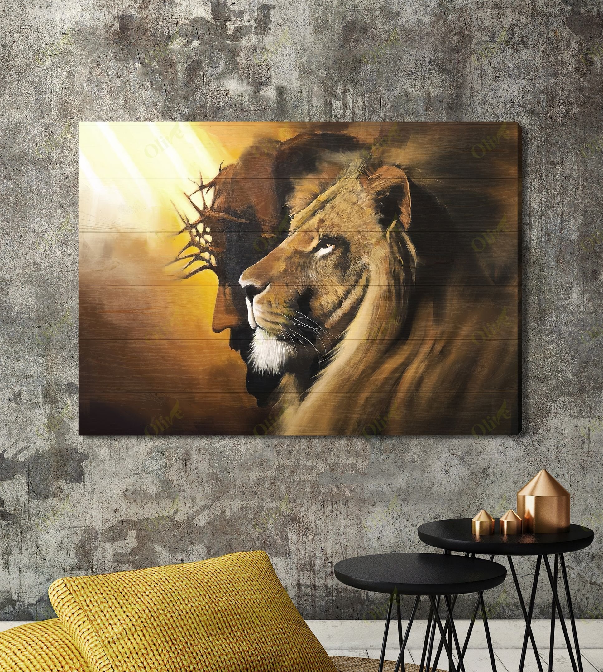 Awesome Lion And God Canvas Wall Art Home Decor