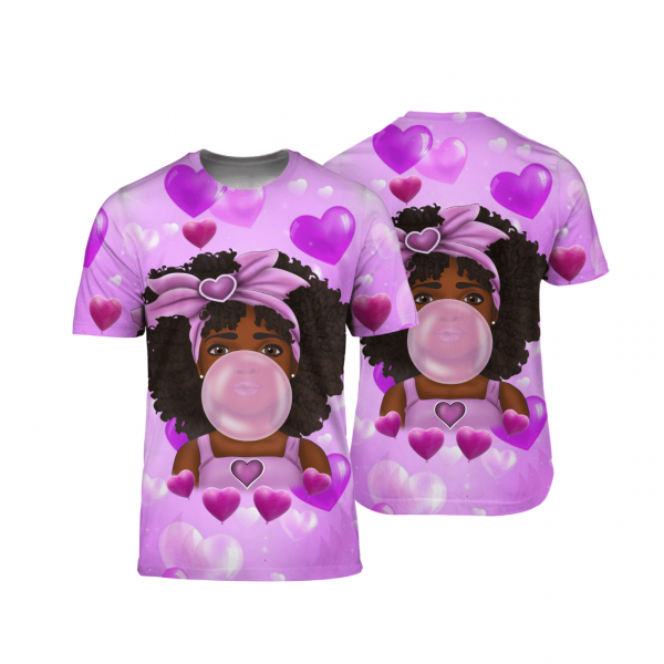 Girl Melanin Poppin Bubble Art For Black Little Girl All Over Print 3D Unisex Tshirt Us Size