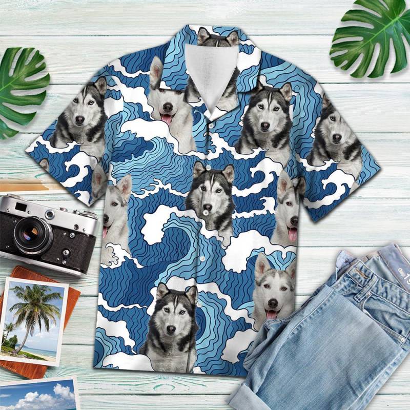 Siberian Husky Wave Hawaii Shirt Ha111124