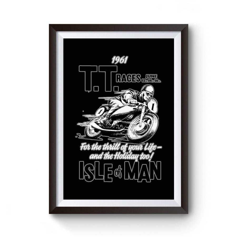 Isle Of Man Tt Road Races Vintage Wheel Iom Motorcycle Racing Graphic Poster