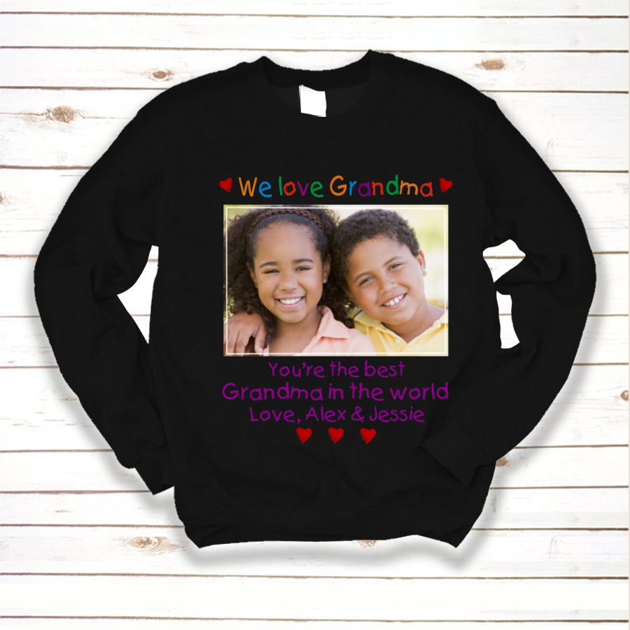 Presonalized We Love Grandma Custom Photo Sweatshirt