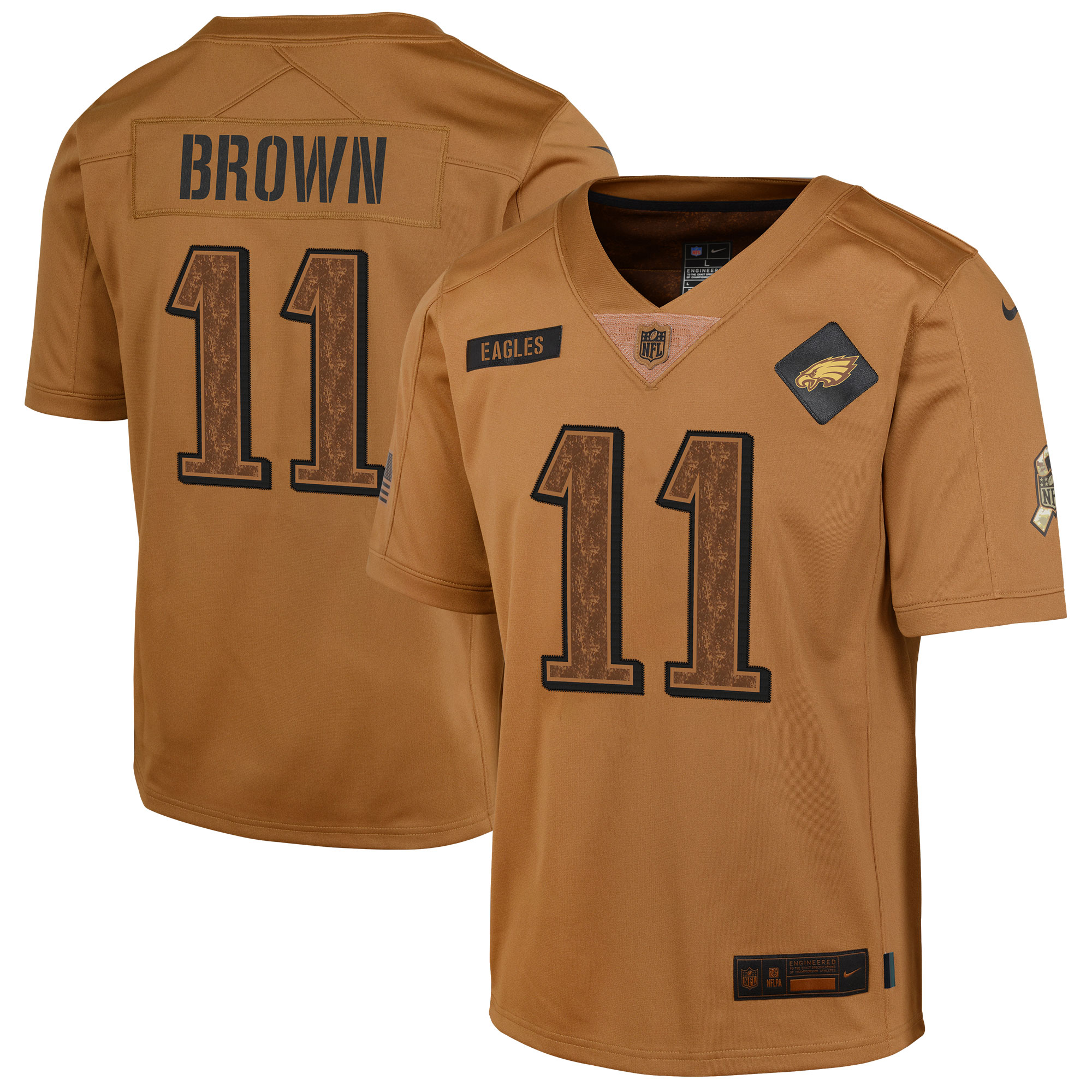 Youth Philadelphia Eagles A.J. Brown Brown 2023 Salute To Service Limited Jersey