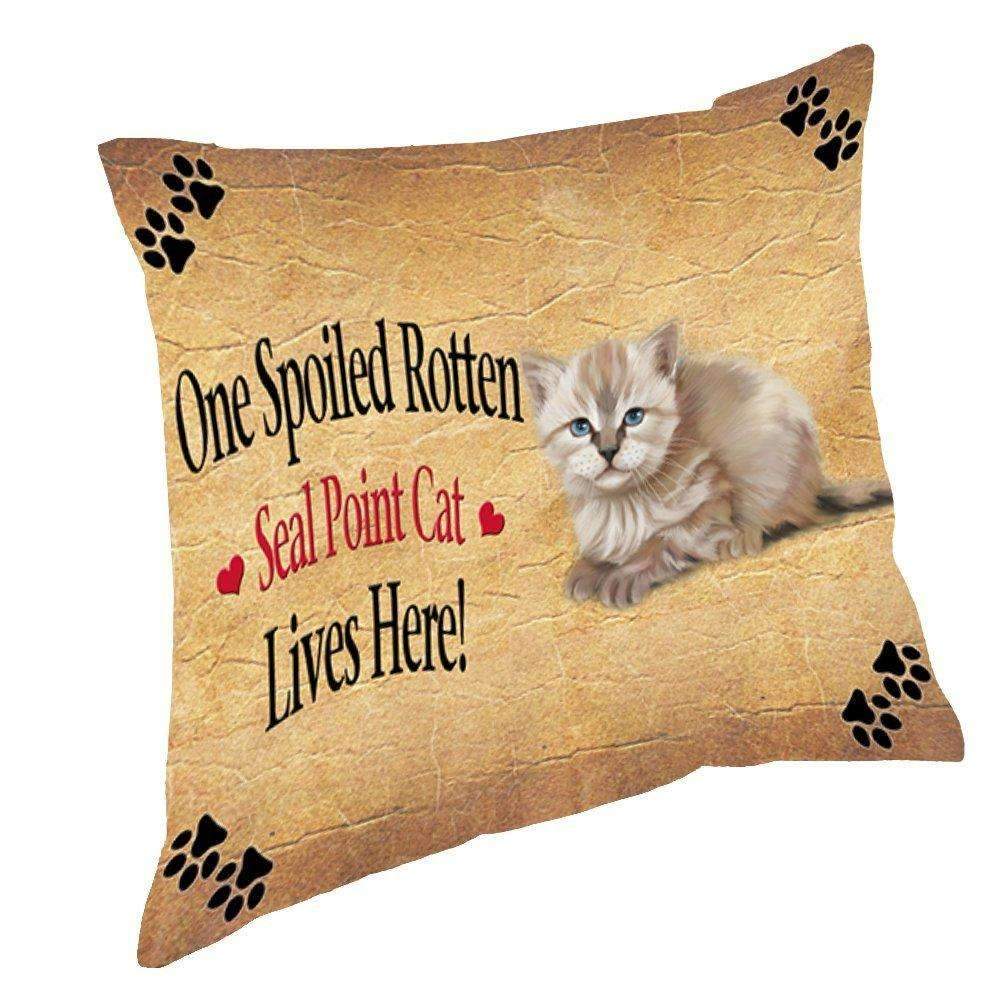 Seal Point Kitten Spoiled Rotten Cat Throw Pillow