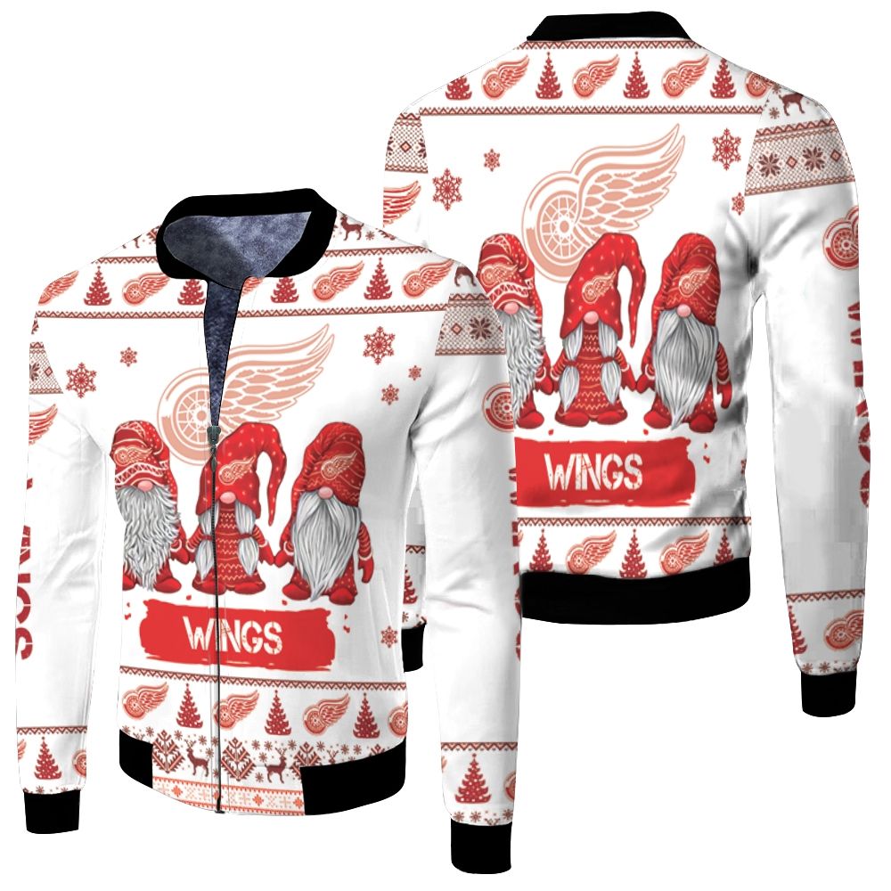 Christmas Gnomes Detroit Red Wings Ugly Sweatshirt Christmas 3D Fleece Bomber Jacket