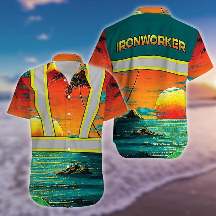 Ironworker Uniform In The Beautiful Sunset Tropical Hawaii Shirt 131 Aloha Shirts Ha36380