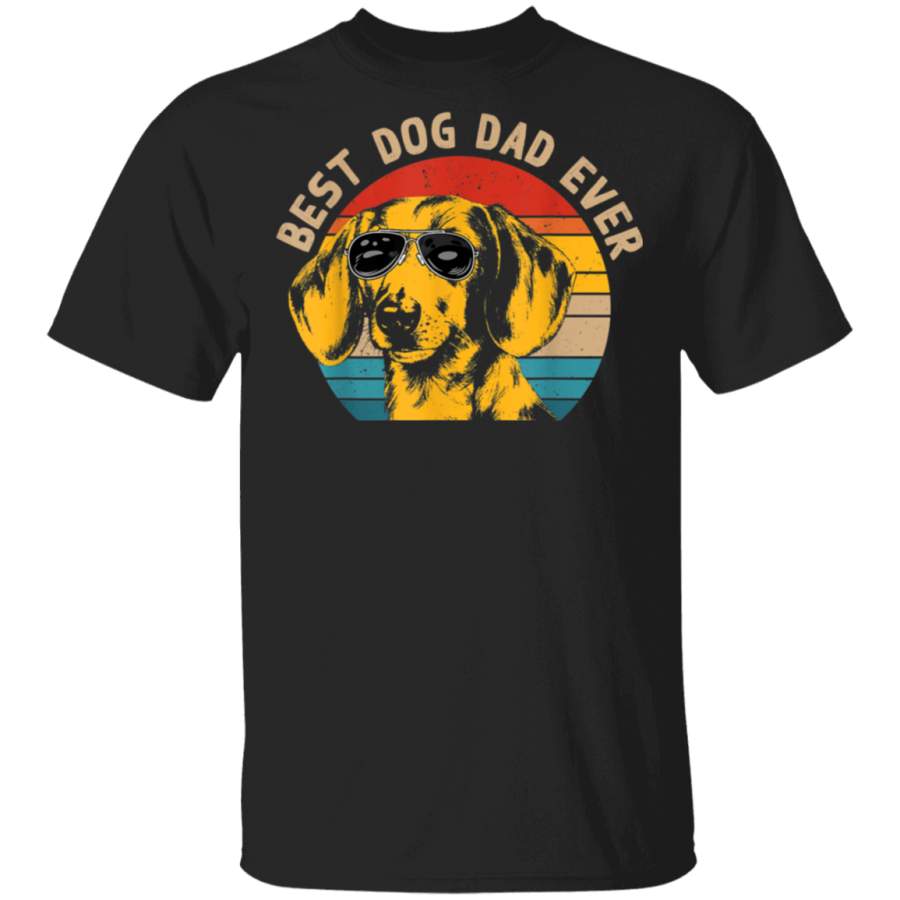 Mens Best Dachshund Dad Ever Funny Dog Dad Retro Vintage Gift TShirt