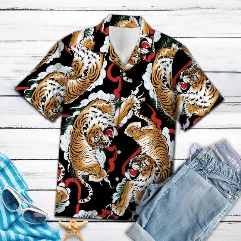 Artsyhomes [Hawaii Shirt] Tiger Beauty T1007