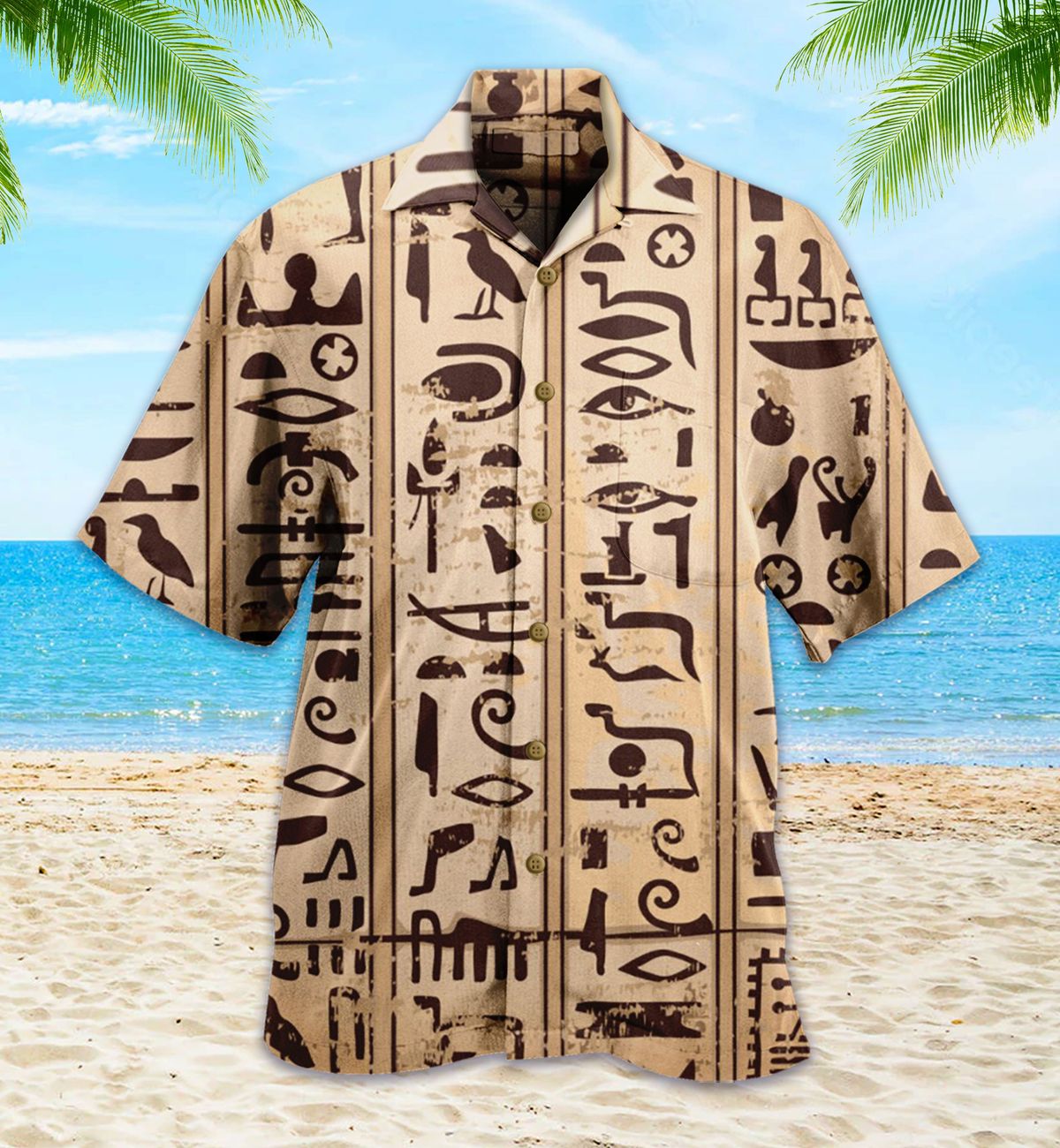 Ancient Egypt Symbol Brown Hawaii Shirt Ha75054