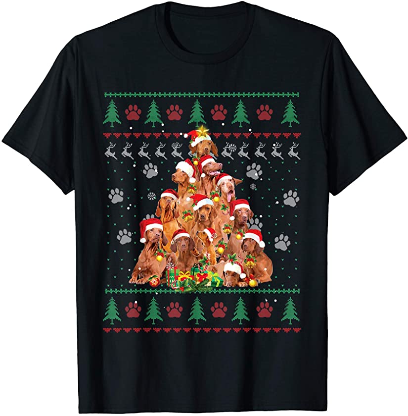 Vizsla Christmas Dog Lover Gift Ugly Sweater Xmas Tree T-Shirt