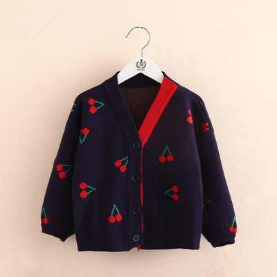 2022 Autumn Winter 2 3 4 5 6 8 10 12 Years Children Kids V-Neck Color Patchwork Thicken Knitted Jacket Cardigan Sweater For Girl alx