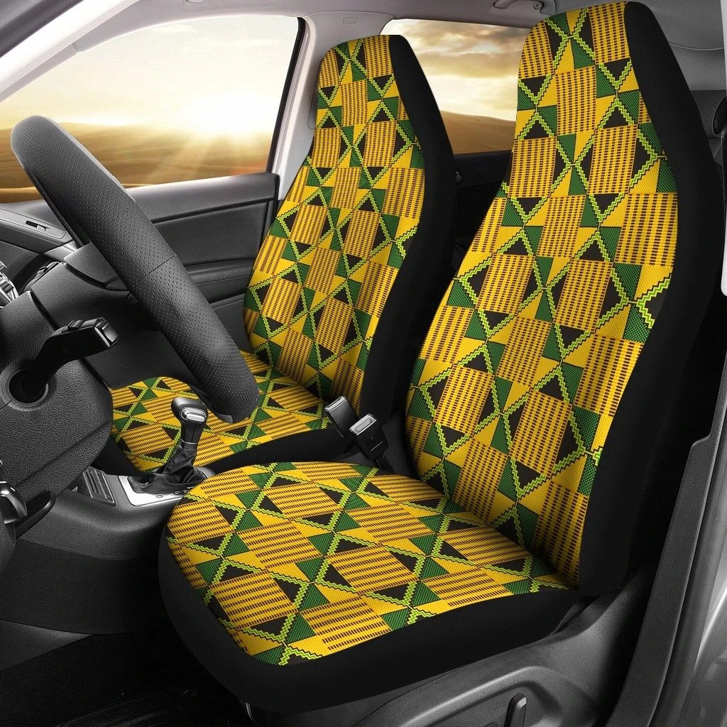 African Kente Car Seat Covers Set 2 Pc, Car Accessories Car Mats Covers