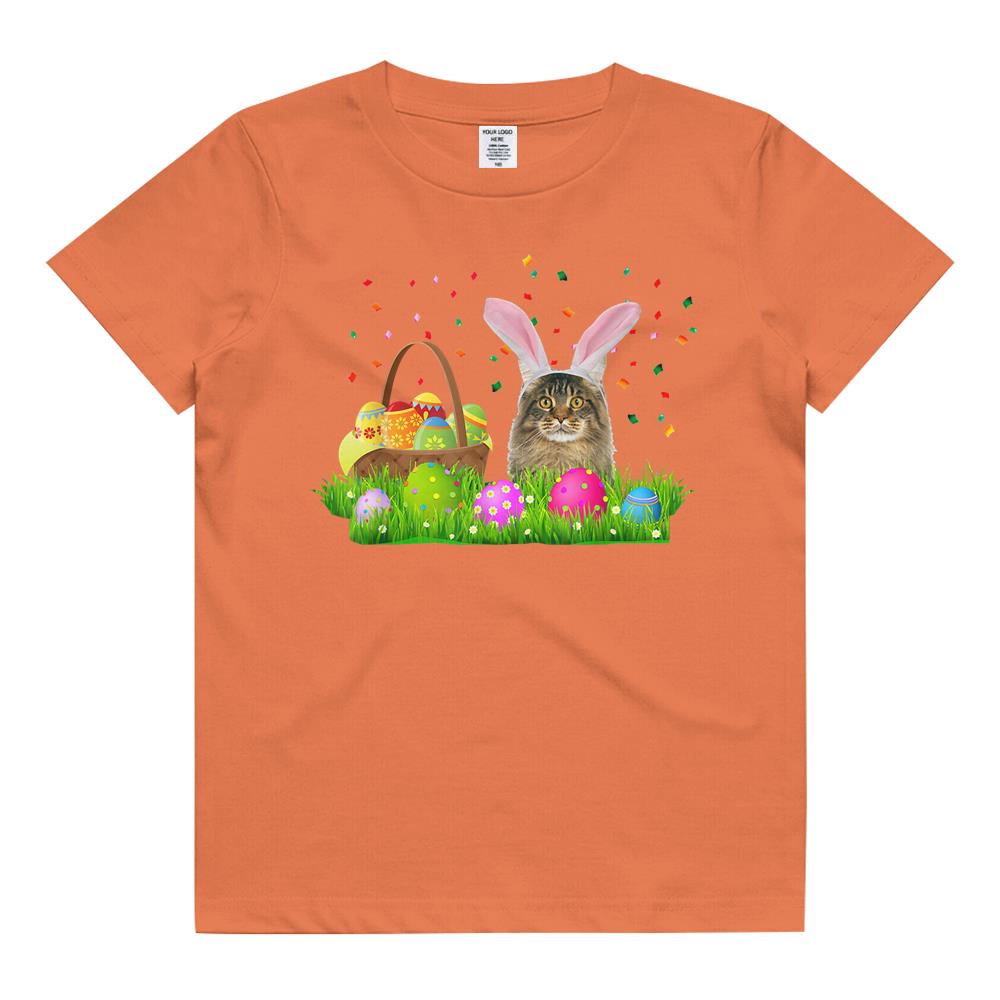 Bunny Maine Coon Cat Easter Maine Coon Cat Lover Kids T Shirt