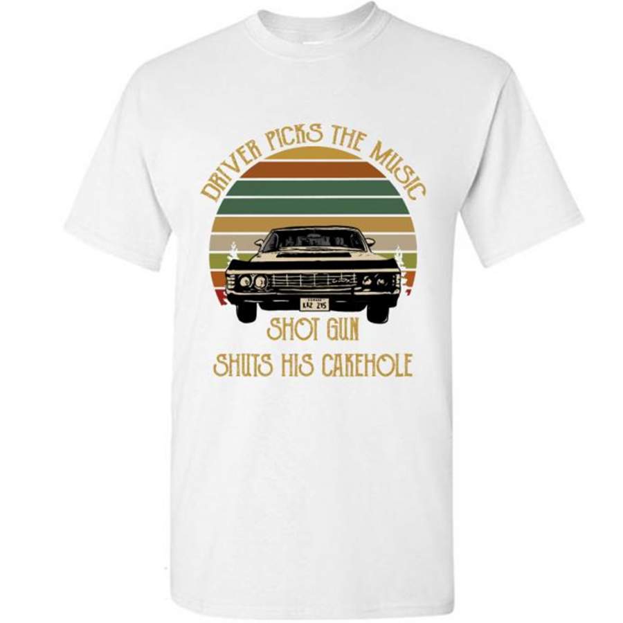 Driver Picks The Music Shotgun Shuts His Cakehole, Classic Vintage Retro – Gildan Short Sleeve Shirt