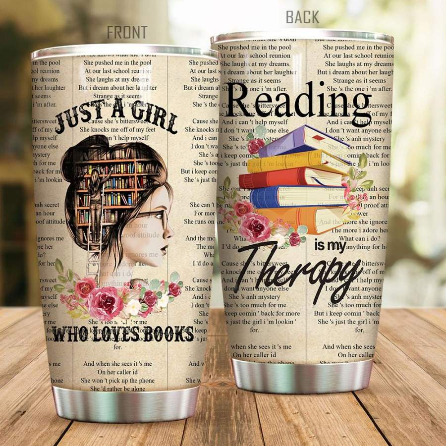 Just A Girl Who Loves Book Print Tumbler 20 Oz