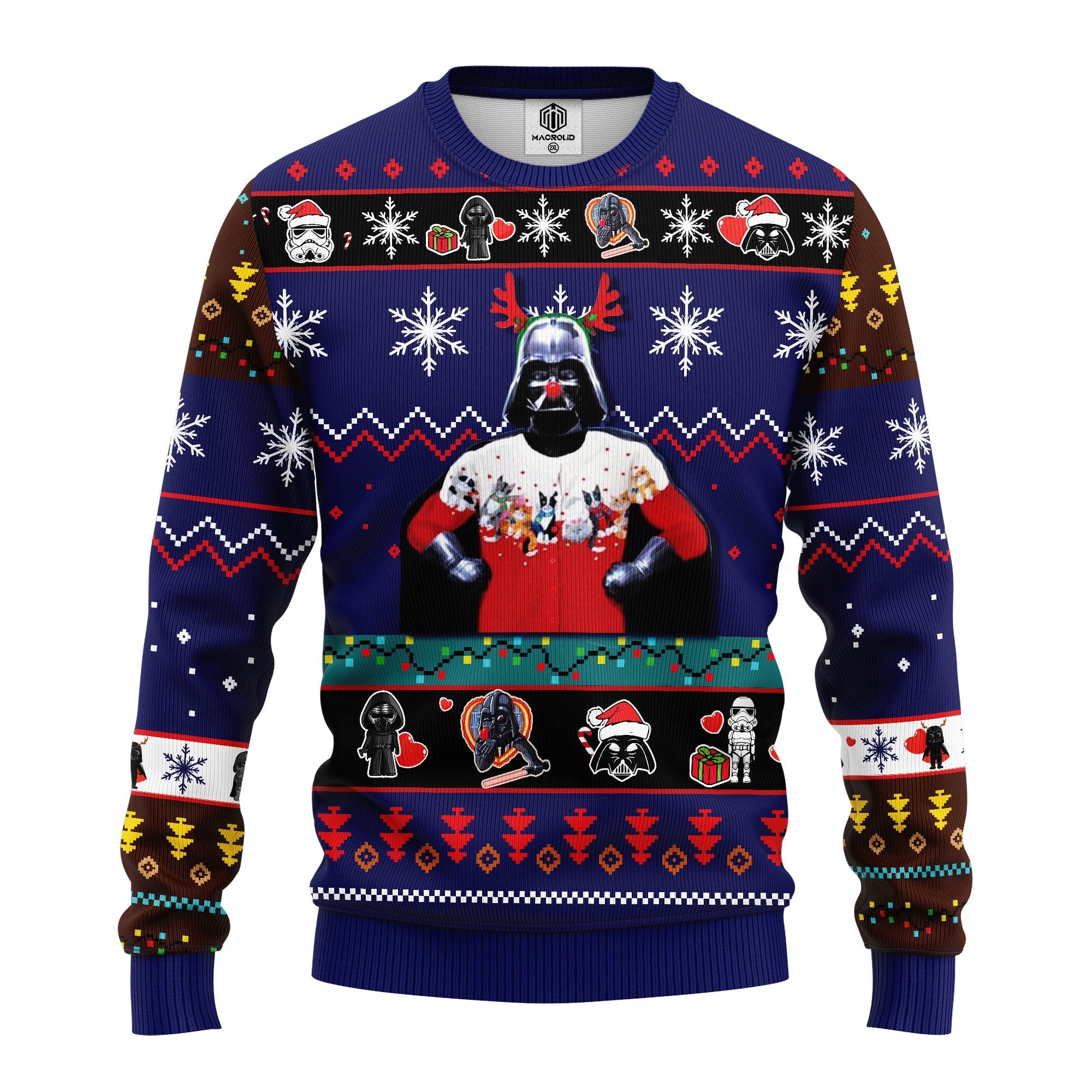 Unifinz Sw Christmas Sweater Funny Reindeer Darth Vader Blue Ugly Sweater 2022