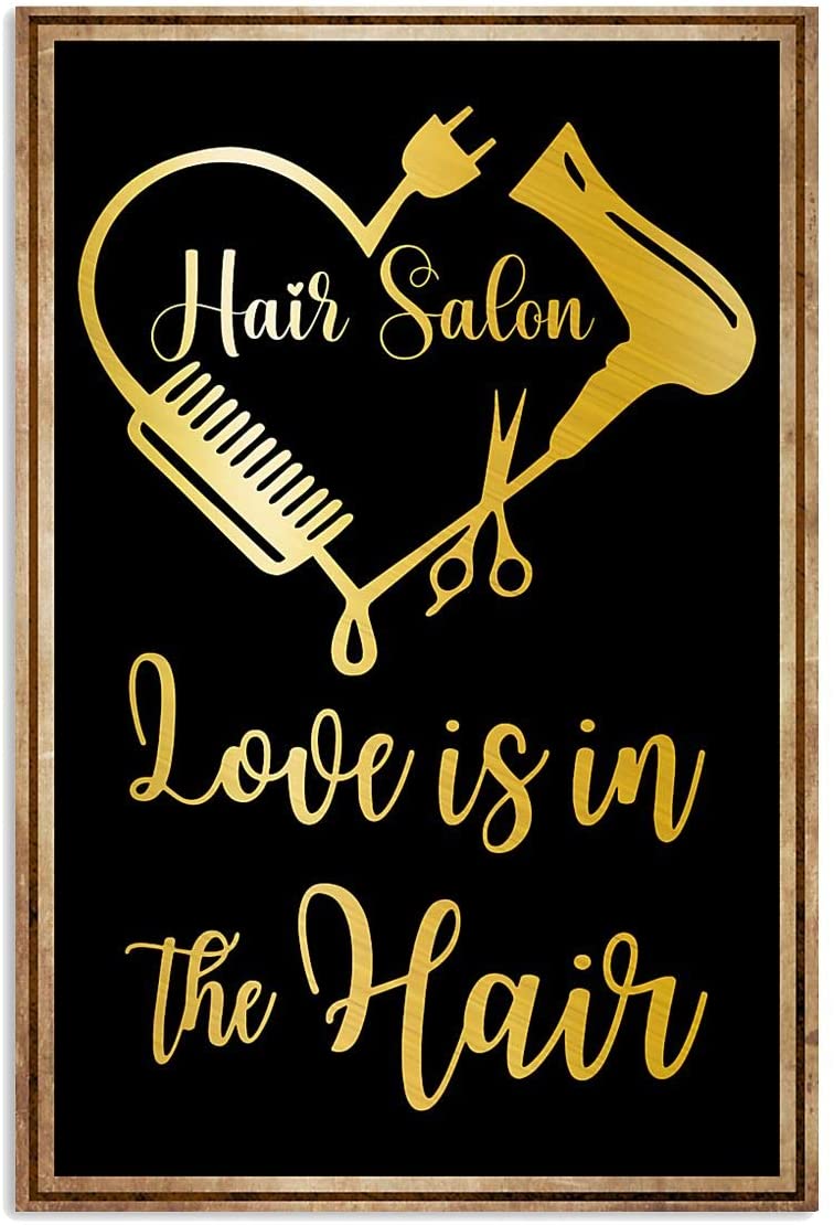 Hairdresser Poster Hairstylist Love Is In The Hair Abstract Wall Art ...