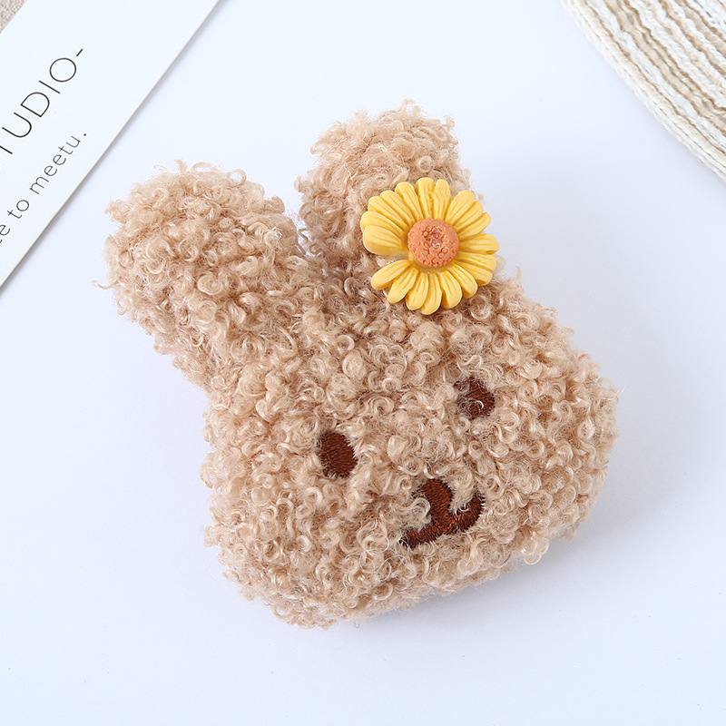 Cartoon Teddy Velvet Bunny Head Accessories Cute Plush Brooch Jewelry Backpack Children DIY Decoration Sweater Accessories alx