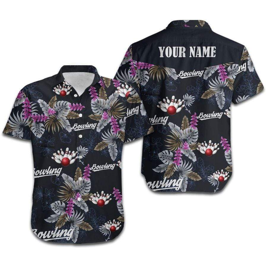 Bowling Black Background Custom Name Hawaii Shirt For Men Women Ha105593