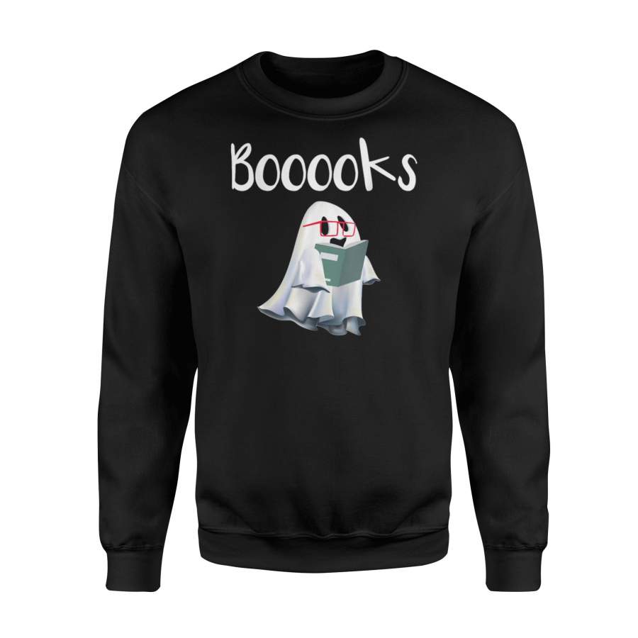 Booooooks Shirt Boo Read Books Halloween T-Shirt – Premium Fleece Sweatshirt