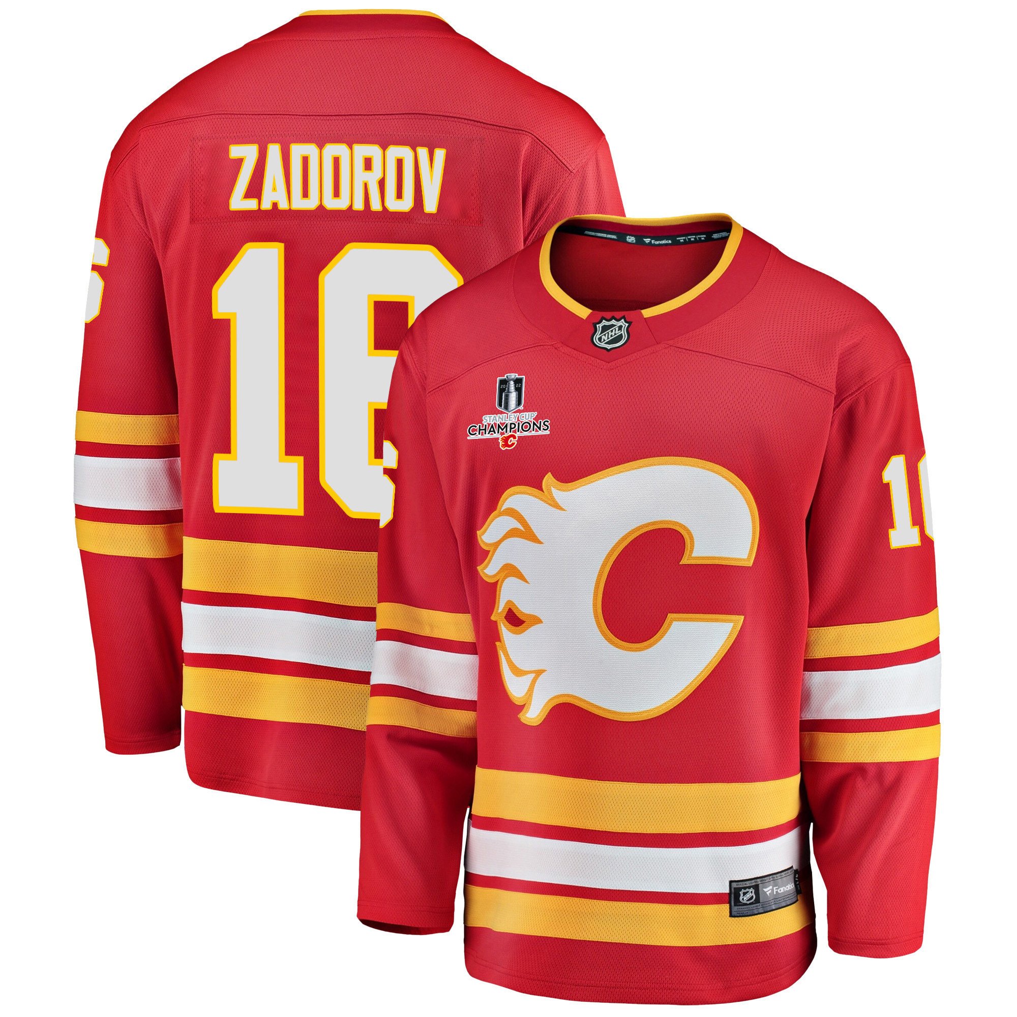 Calgary Flames Nikita Zadorov 16 Home 2022 Stanley Cup Champions Breakaway Men Jersey – Red