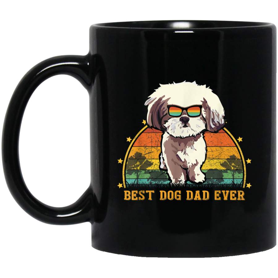 Vintage Best Shih Tzu Dog Dad Ever Gift Dog Lover 11 oz 15 oz Mug Black