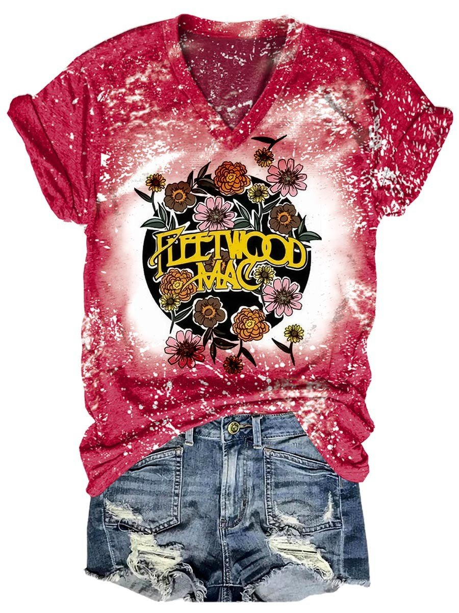 Women’S Fleetwood Mac Bleached V-Neck T-Shirt