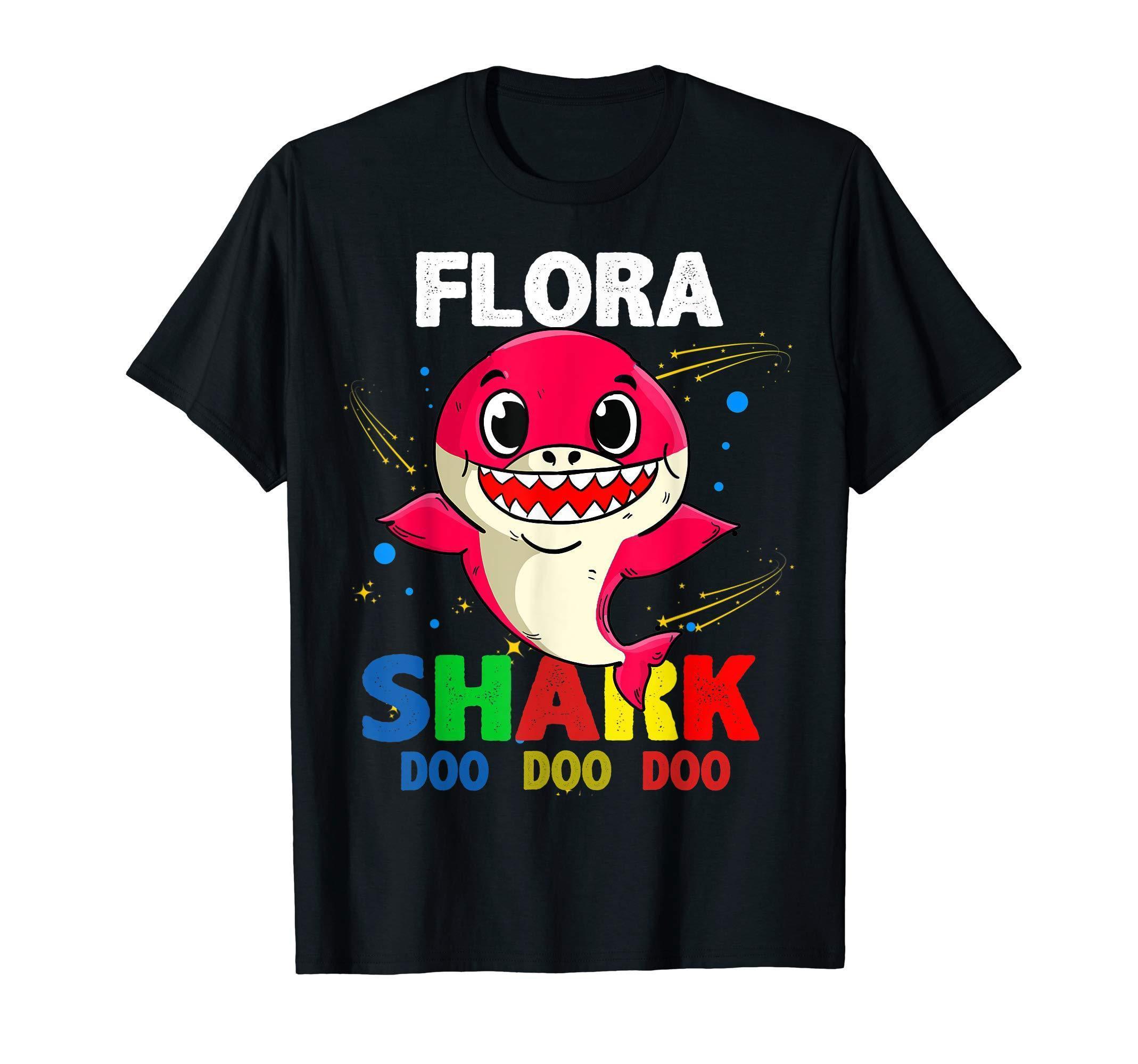 Custom Name Flora Shark Doo Doo Doo Shark Funny T Shirt