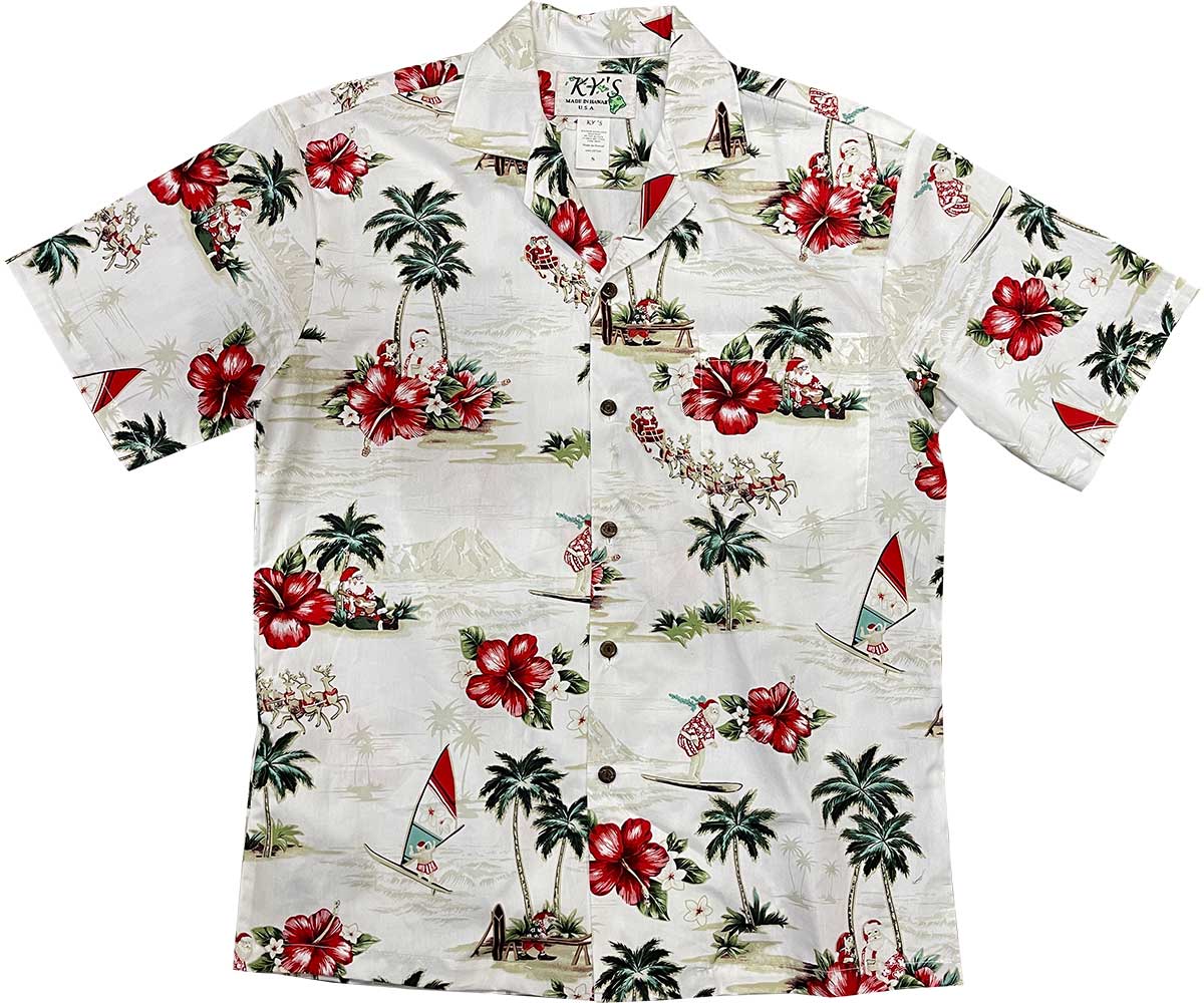 Santa Goes To Hawaiian White Shirt Ha61074