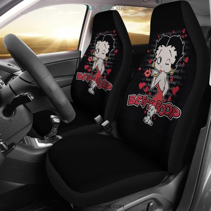 Betty Boop And Dog Art Car Seat Covers With Leather Pattern Print Will Get 2 Pcs