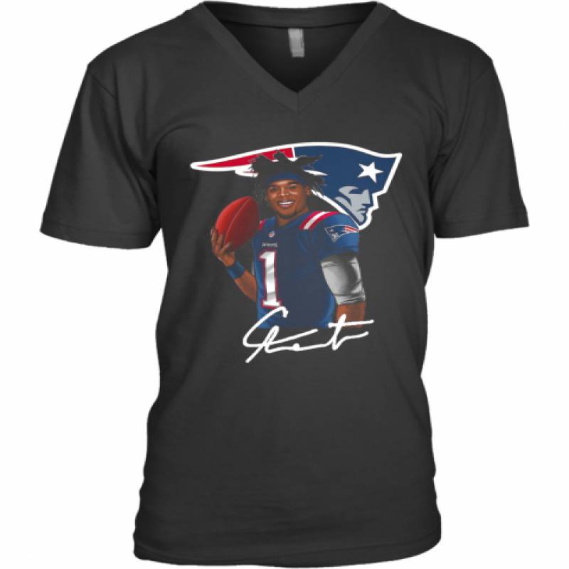 New England Patriots Cam Newton Signature V-Neck T-Shirt