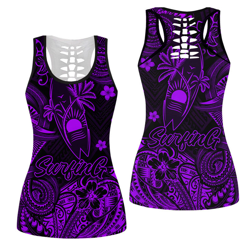 Hawaiian Surfing Polynesian Hollow Tank Top Unique Style Purple Ha10089