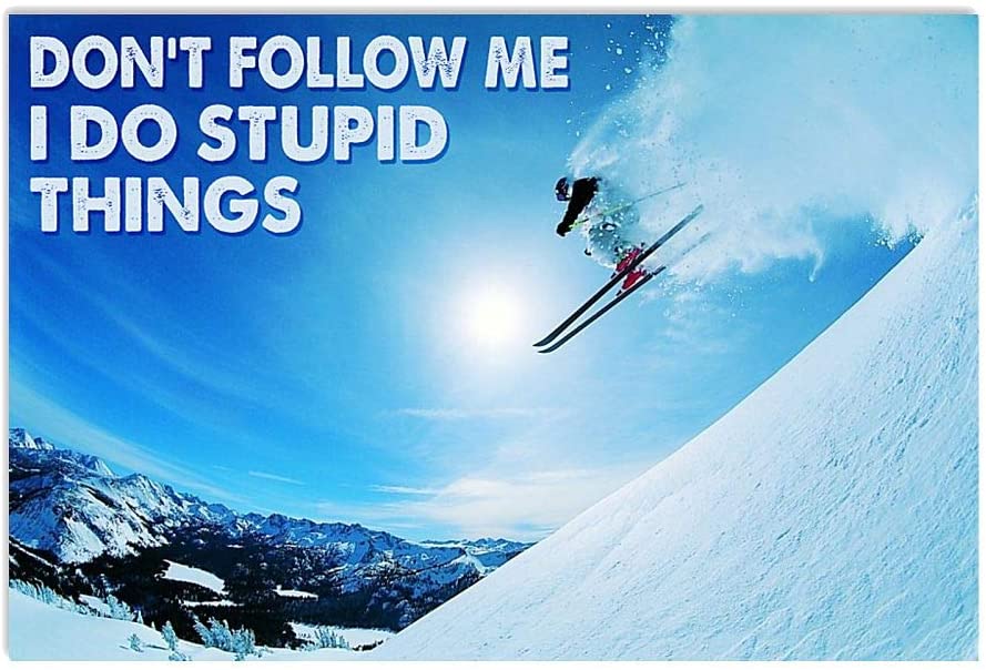 Vintage Man Skiing I Do Stupid Things Poster Art Print      Home Decor Gift For Men Women Family Friend On Birthday Xmas